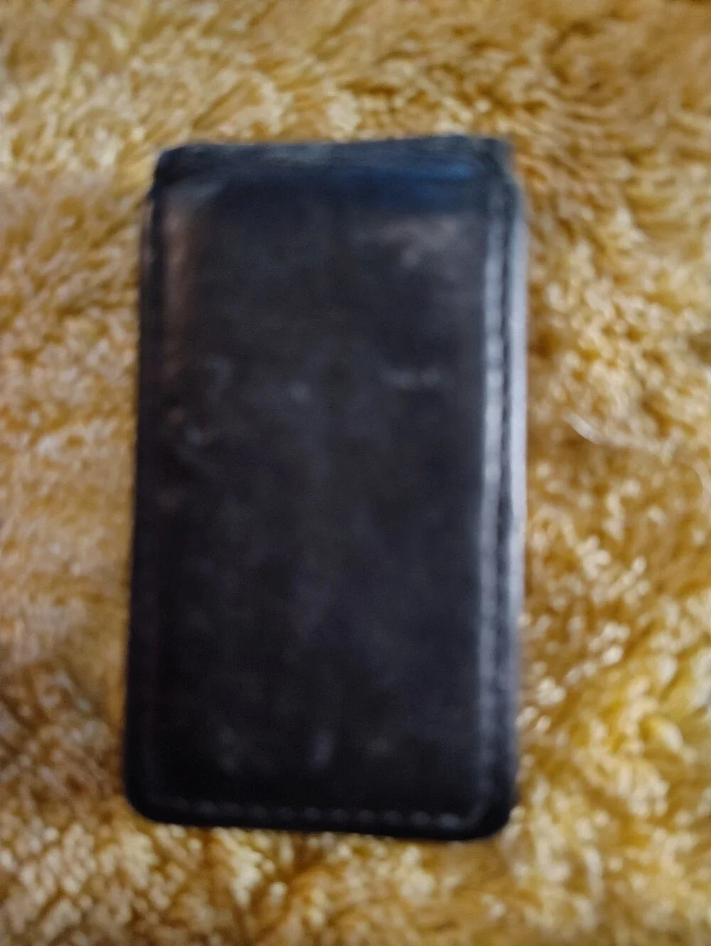 Fossil Black Leather Card Phone Case with Metal Logo